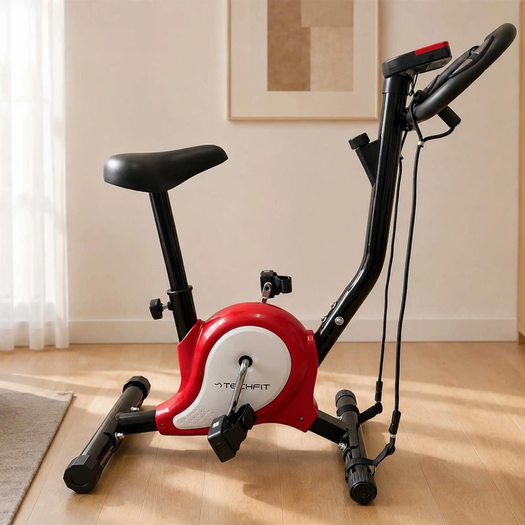 Bicicleta Fitness sport acasa TECHFIT BB350R culoare rosu, suporta 100 kg 2/6