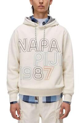 Napapijri herfst/winter hoodie heren fiemme met capuchon, maat xl, zand