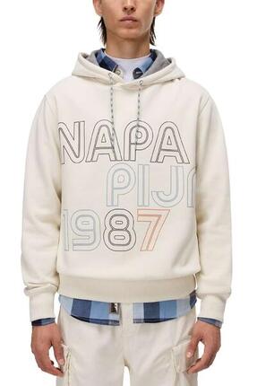 Napapijri herfst/winter hoodie heren Fiemme met capuchon, maat XL, zand
