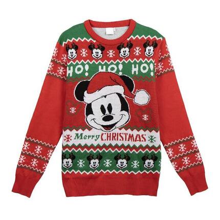 Pull de Noël en maille Mickey Mouse pour enfants avec imprimé rouge doux