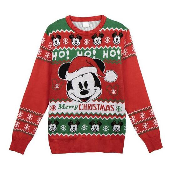 Pull de Noël en maille Mickey Mouse pour enfants avec imprimé rouge doux