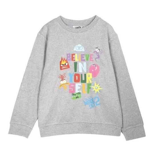 Sweat-shirt enfant Inside Out 2 en coton doux sans capuche, gris