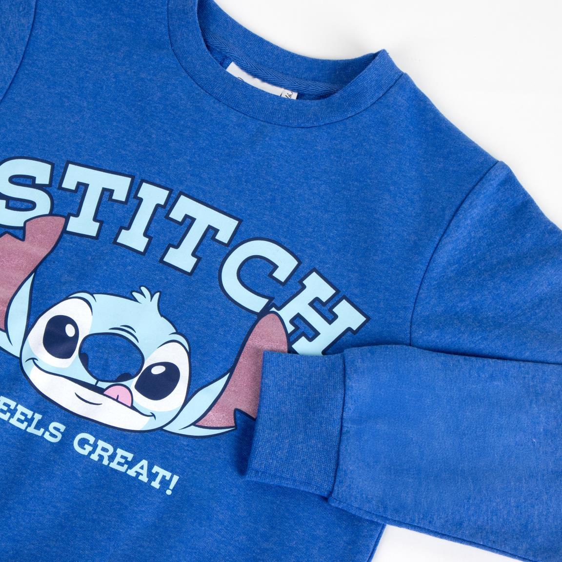 Moletom infantil Stitch, algodão macio com forro de lã, azul escuro 3/3