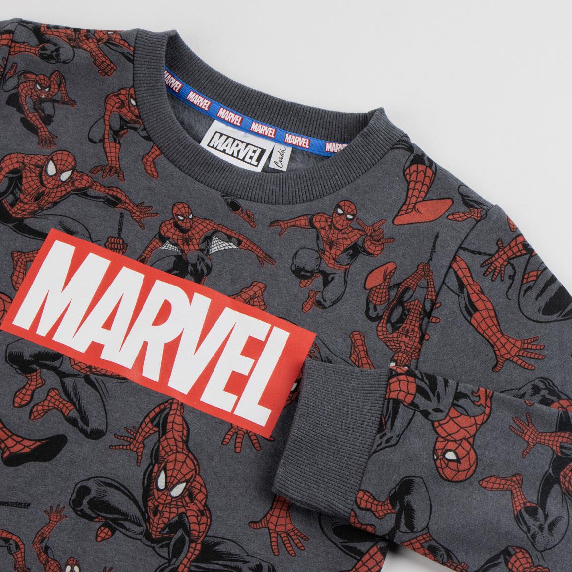 Sweat-shirt Spiderman pour enfant en coton doux avec intérieur brossé, gris 3/3
