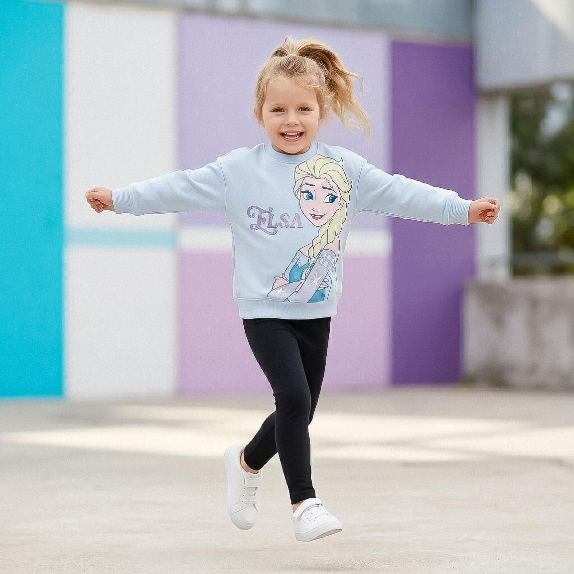 Sudadera Infantil Disney/Frozen Elsa de Algodón French Terry Azul Claro 7/7