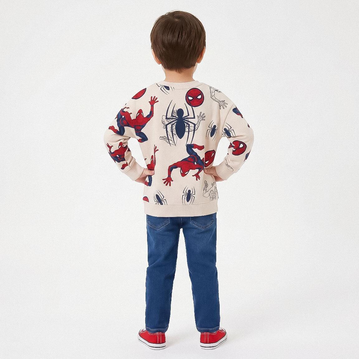 Kindersweater Spiderman van french terry katoen beige 7/7