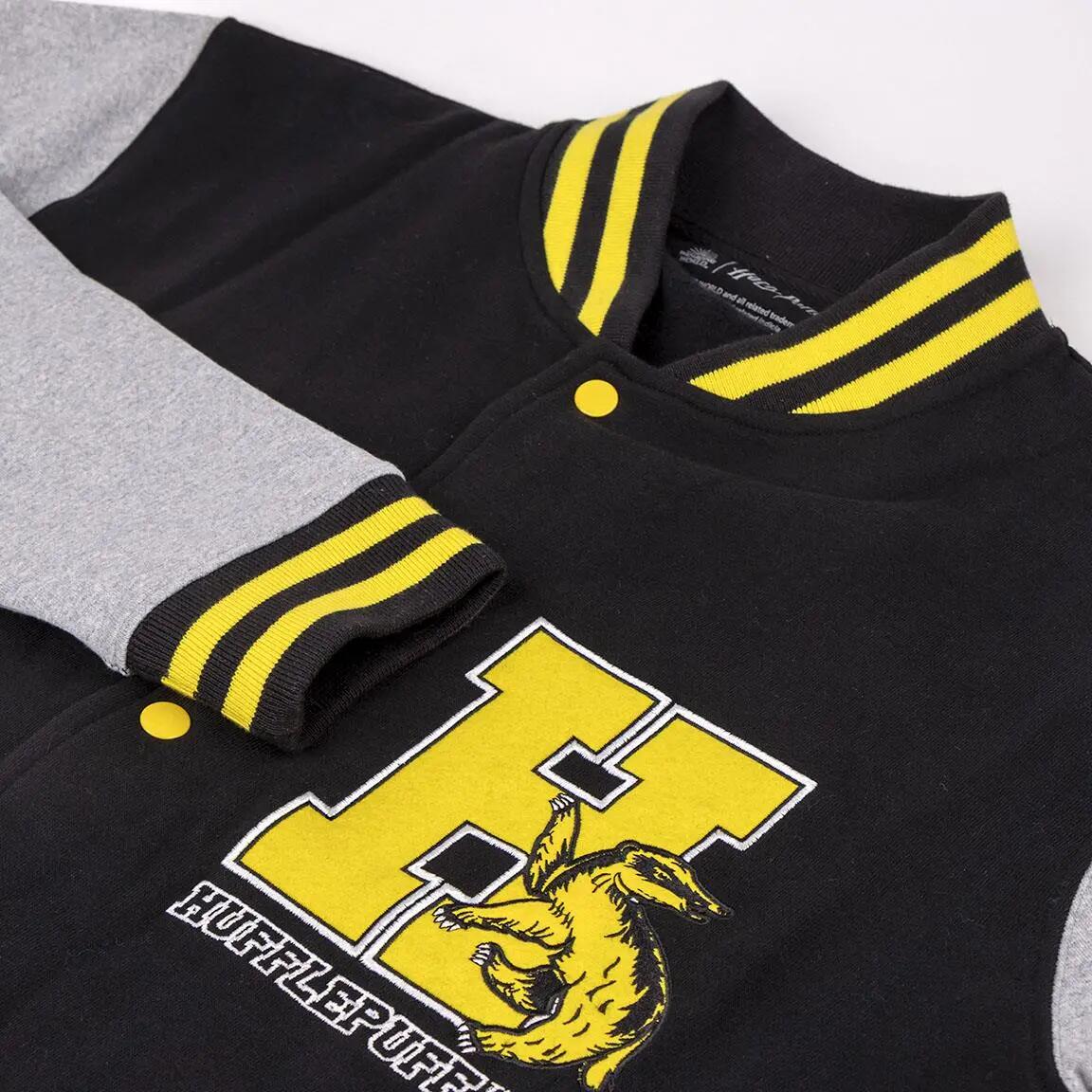Felpa da bambino di Harry Potter, Tassorosso, in cotone con bottoni, nera 3/4