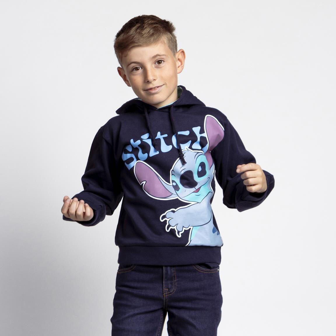 Sweat à capuche Stitch pour enfants en coton doux, bleu marine 4/5