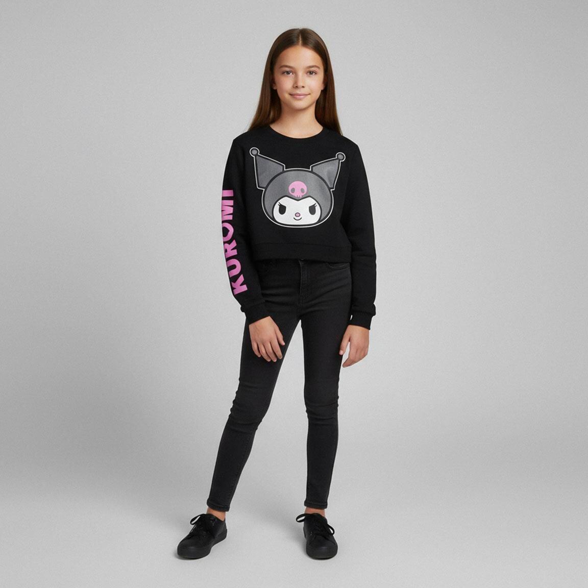 Felpa per bambini Hello Kitty Kuromi, in morbido cotone, senza cappuccio, nera 4/6