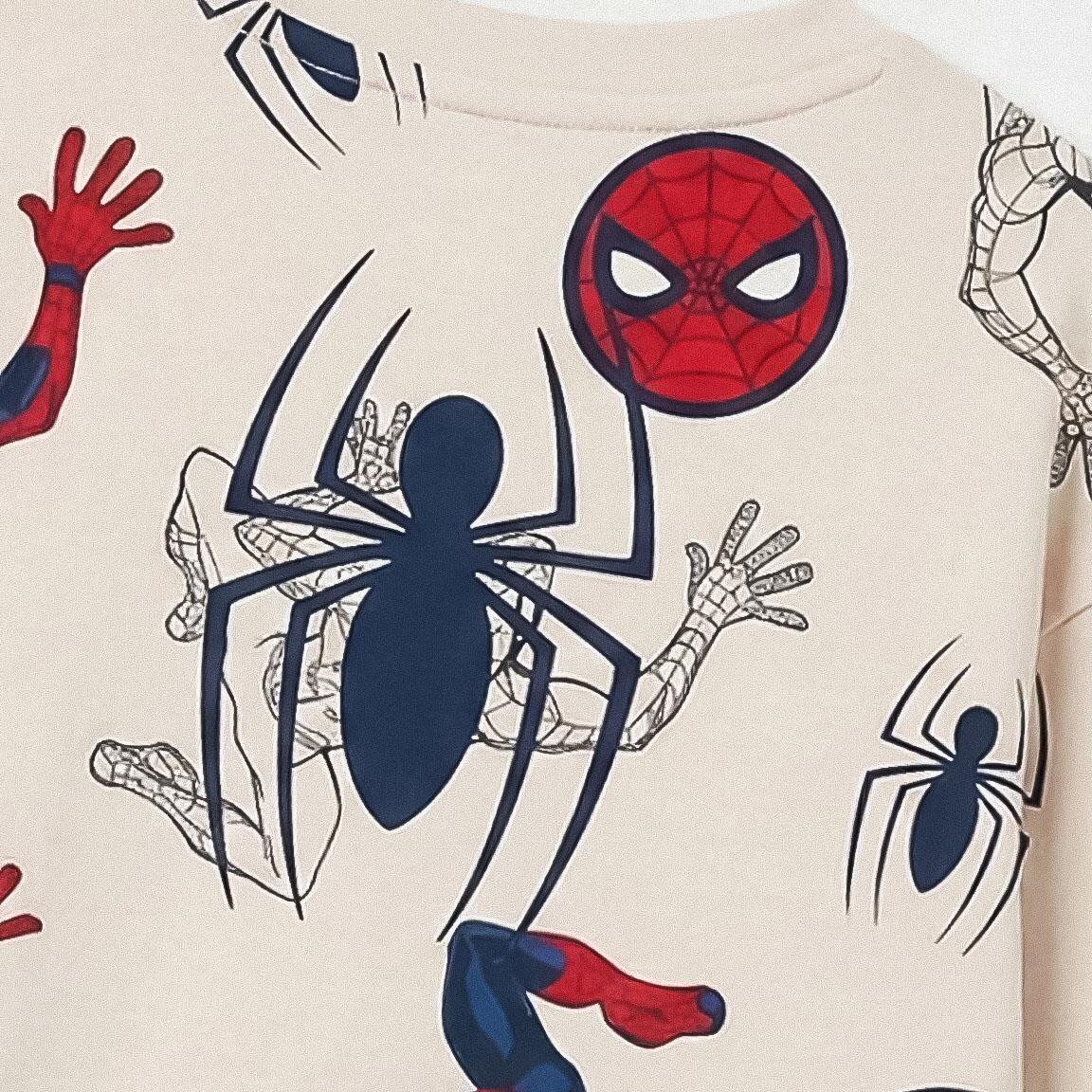 Kindersweater Spiderman van french terry katoen beige 5/7