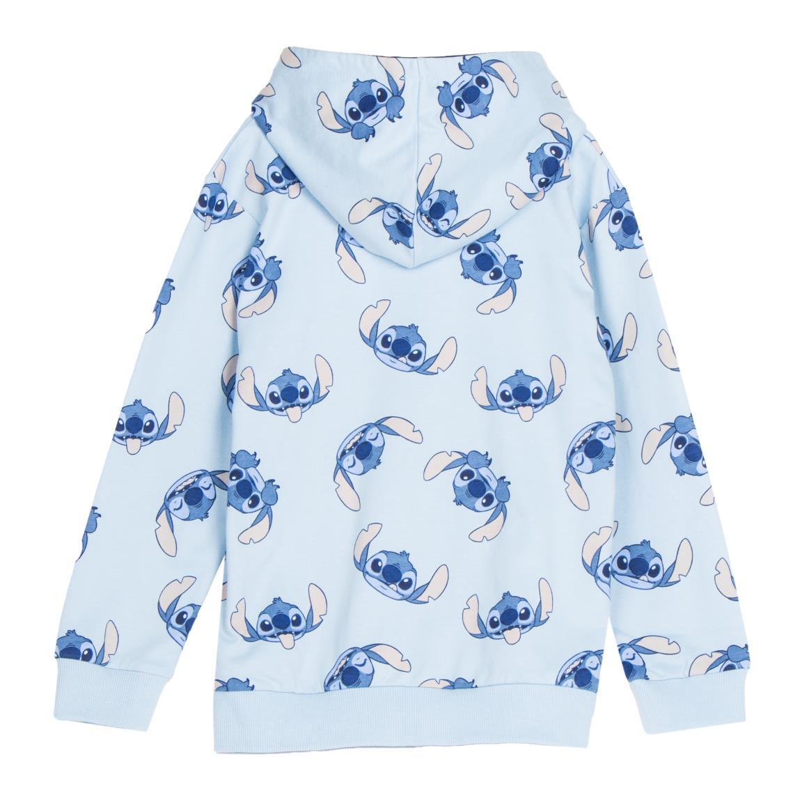 Sweat-shirt zippé Stitch pour enfant, en coton éponge français bleu clair 2/3