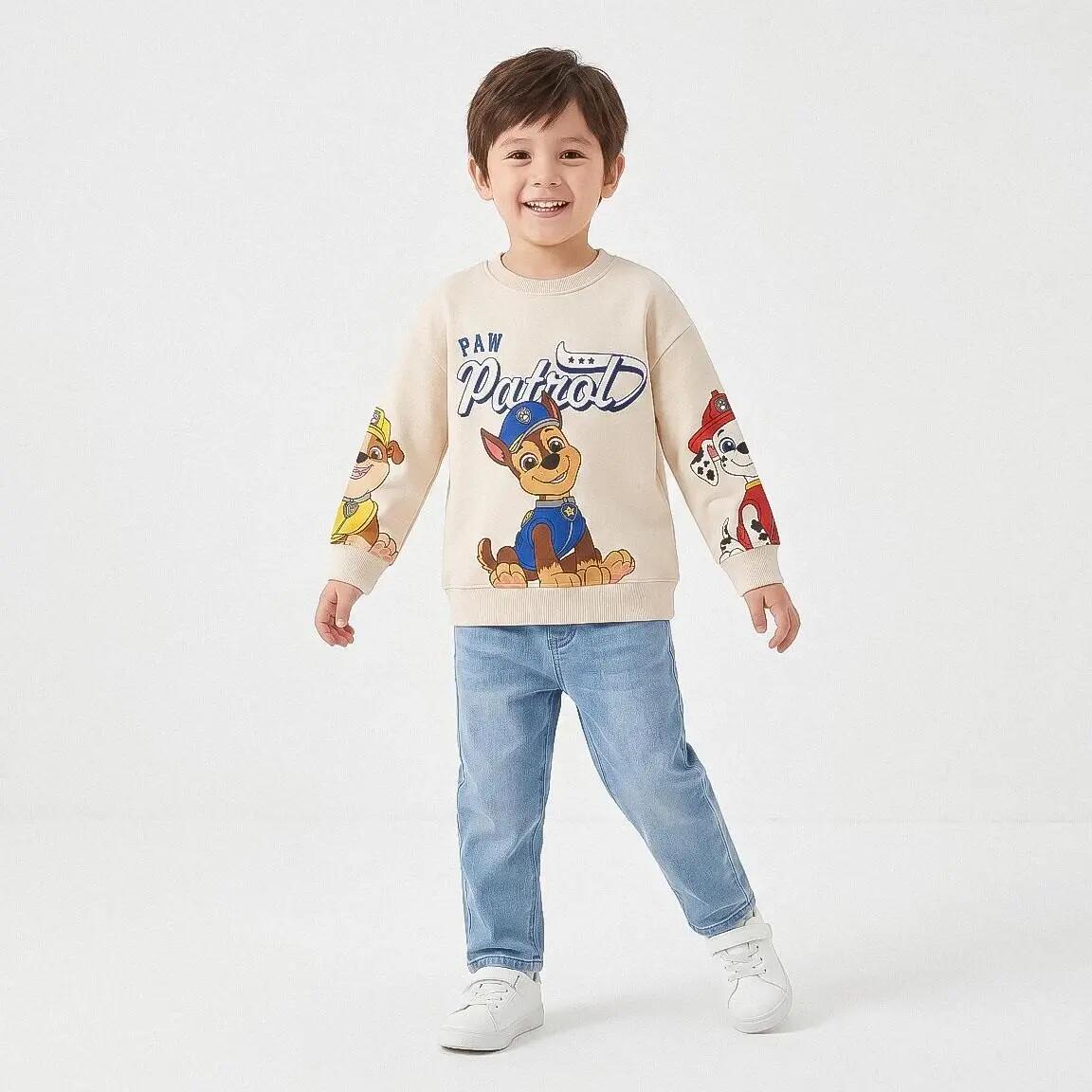 Sweat-shirt Pat' Patrouille pour enfants en coton éponge beige 6/7