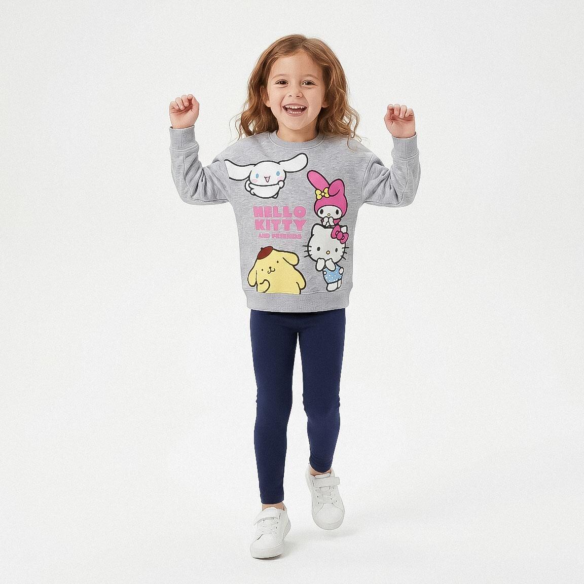 Sudadera Infantil Hello Kitty de Felpa French Terry en Algodón Gris 6/7