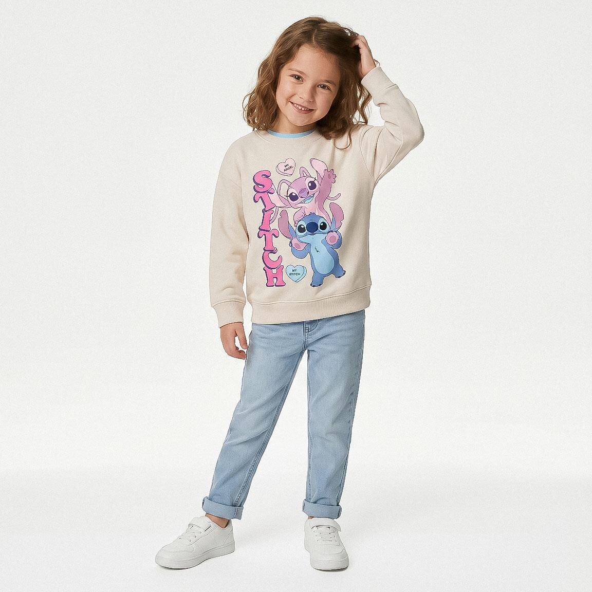 Sudadera Infantil Stitch con Capucha y Cremallera de Felpa Suave Rosa 6/7