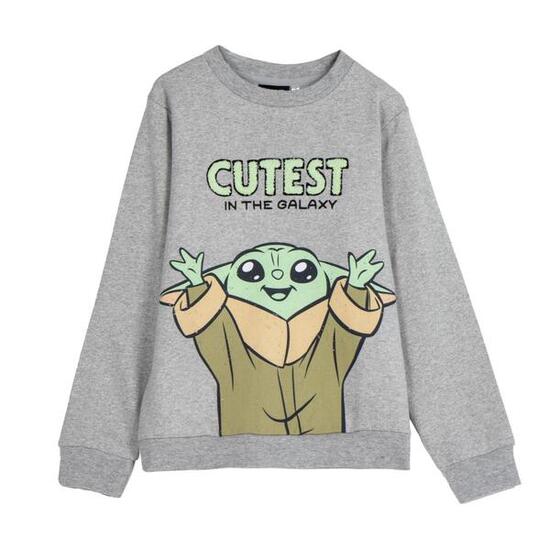 Sweat-shirt enfant Grogu en coton brossé avec imprimé gris