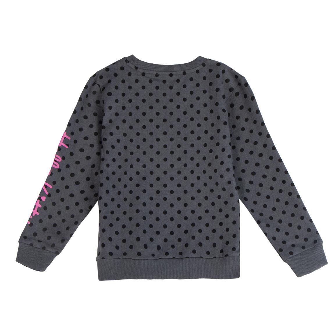 Felpa per bambini Hello Kitty in morbido cotone con stampa grigio scuro 2/3