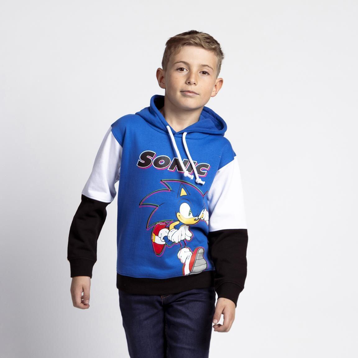 Sweat à capuche Sonic pour enfants en coton doux, bleu et noir 4/5