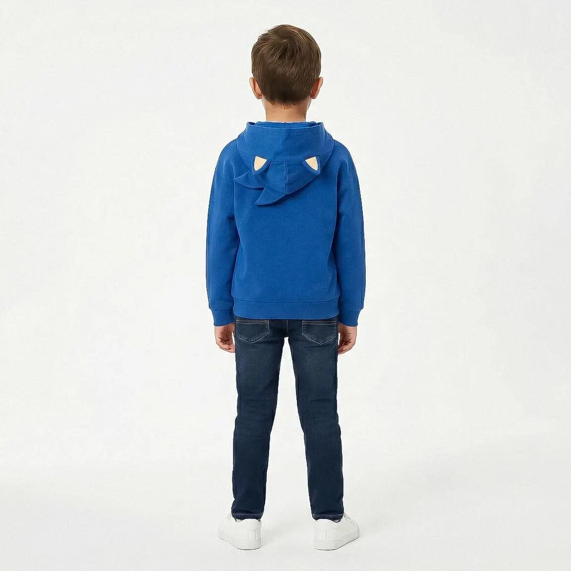 Sudadera Infantil Sonic con Capucha y Cremallera de Felpa Suave Azul 7/7
