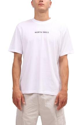 NORTH SAILS – Männer-T-Shirt mit linearem Logo, Größe 4XL, Farbe Weiß
