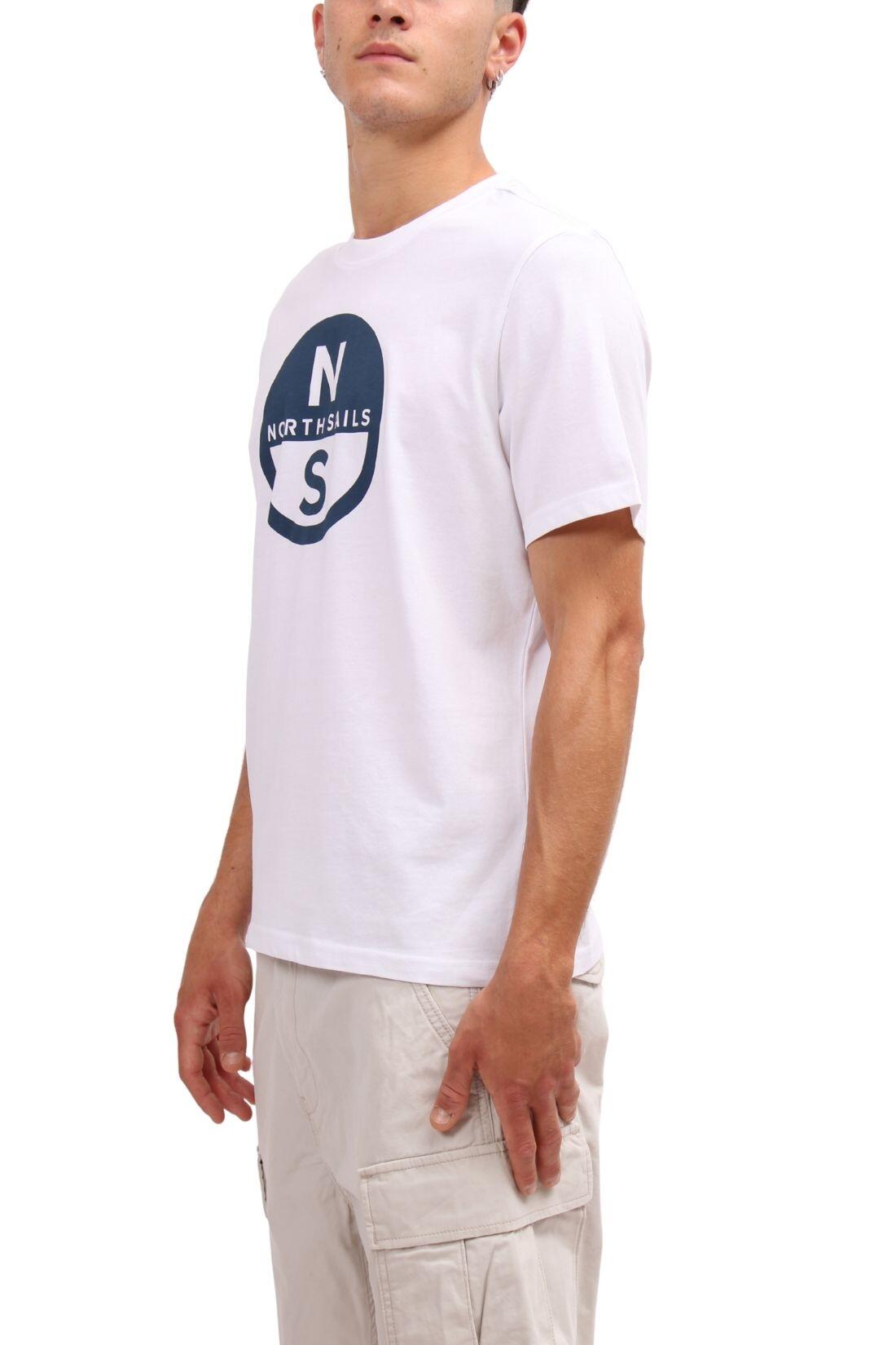 NORTH SAILS - T-shirt homem decote redondo com logo, branca, tamanho XXL 2/3