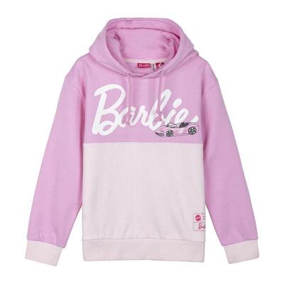 Felpa con cappuccio per bambini Barbie in morbido cotone rosa e bianco