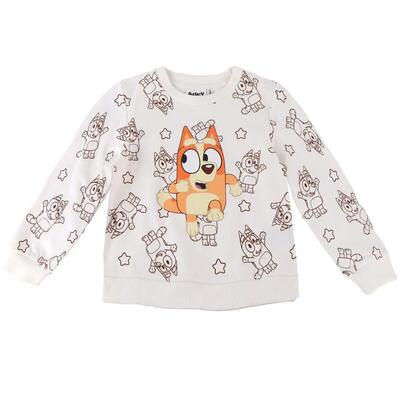 Felpa con cappuccio e cerniera per bambini Bluey in morbido cotone bianca