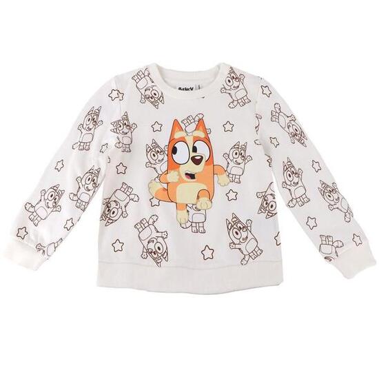 Felpa con cappuccio e cerniera per bambini Bluey in morbido cotone bianca