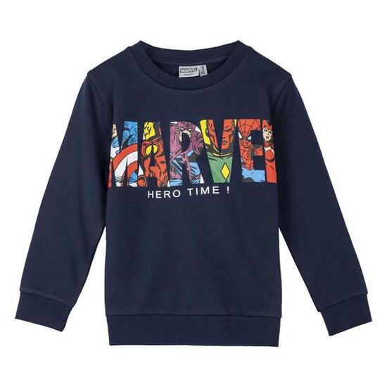 Sweat à capuche Avengers pour enfants, en coton doux, sans capuche, bleu marine