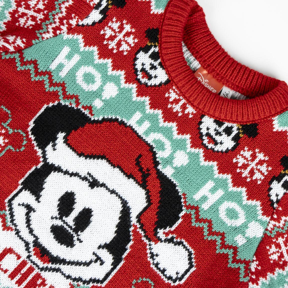 Pull de Noël Mickey Mouse pour enfant, en maille douce avec imprimé rouge 3/3