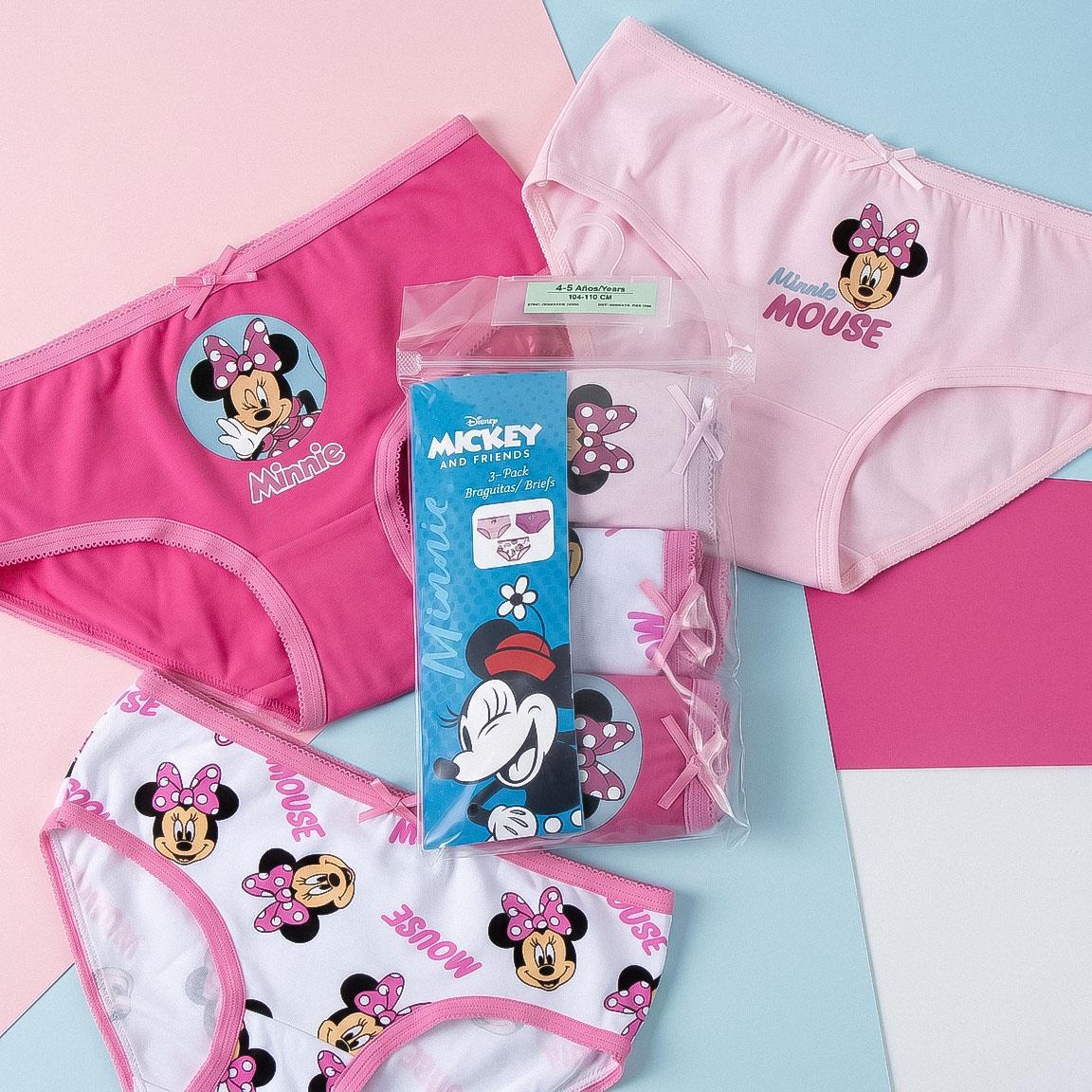 Calcinhas infantis da Minnie Mouse em algodão macio, malha simples e 5/6