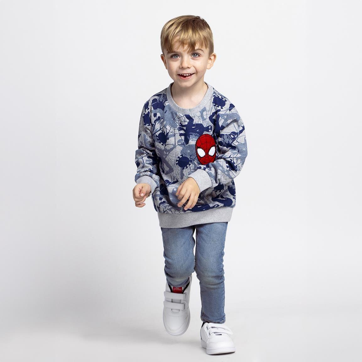 Sudadera Infantil Spiderman de Algodón Suave con Estampado Gris y Azul 4/5
