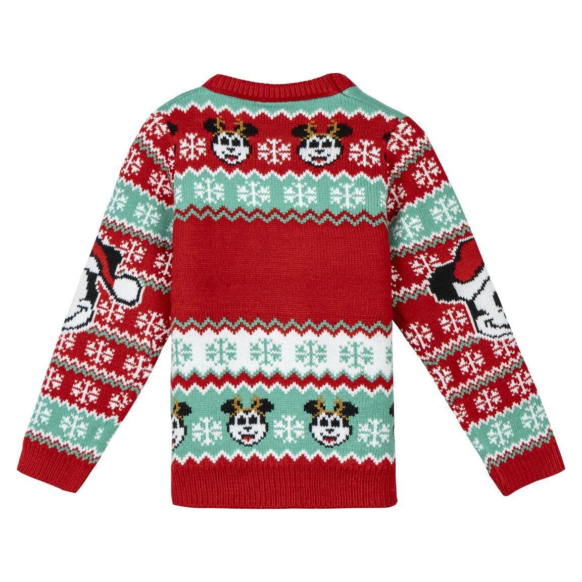 Pull de Noël Mickey Mouse pour enfant, en maille douce avec imprimé rouge 2/3