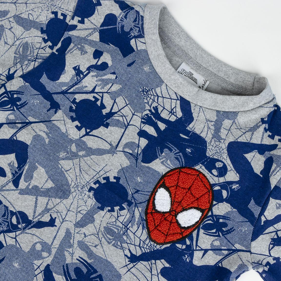 Sudadera Infantil Spiderman de Algodón Suave con Estampado Gris y Azul 3/5