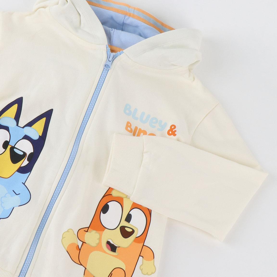Sweat à capuche pour enfant Bluey, en coton doux, blanc, avec fermeture éclair. 3/3