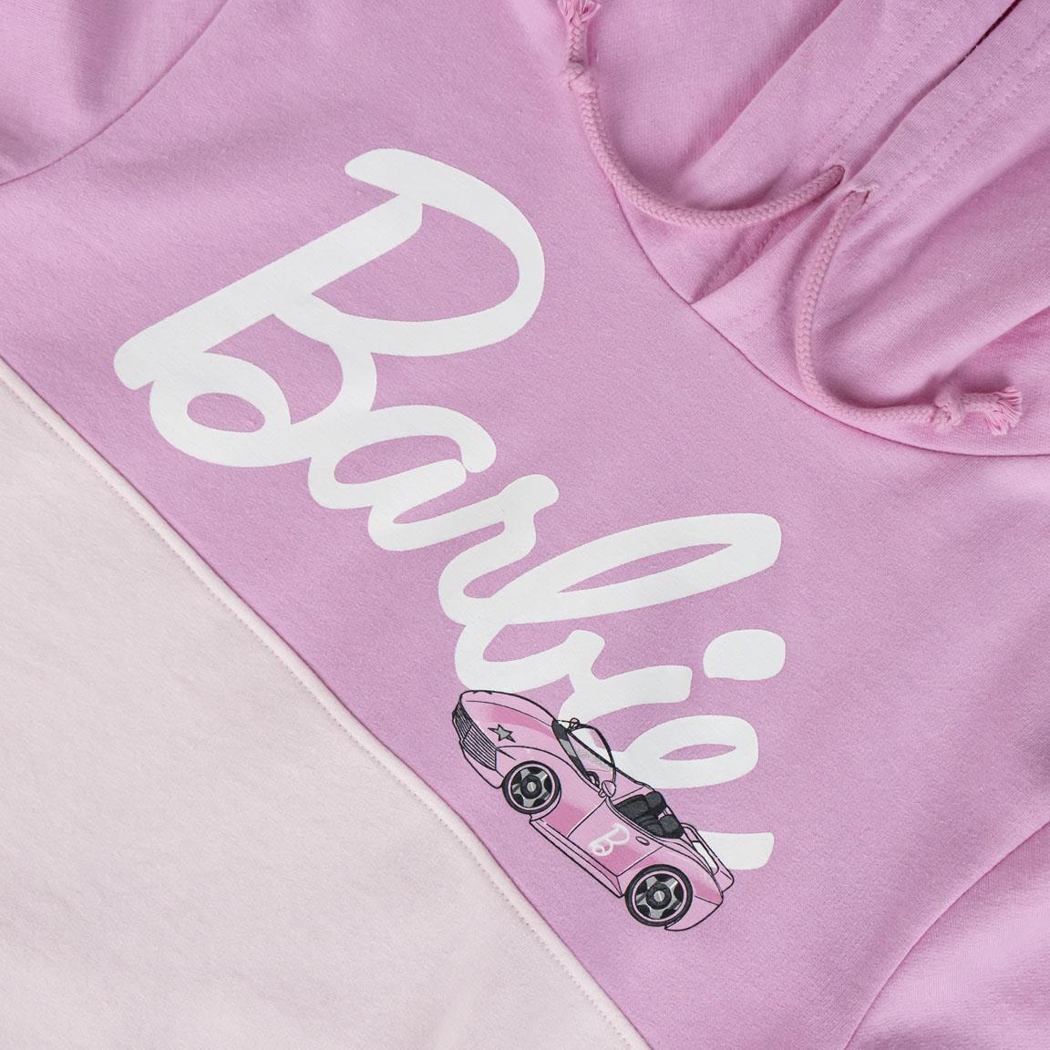 Sweat à capuche Barbie pour enfant en coton doux bicolore rose 3/6