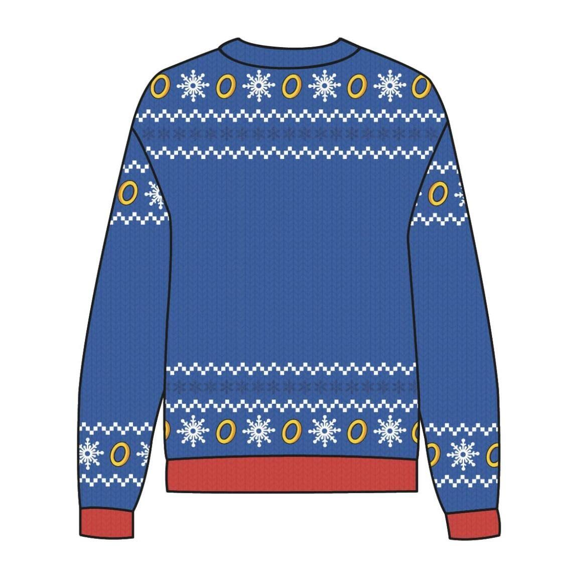 Sonic Kinder-Weihnachtspullover, weicher Strickpullover mit blauem Aufdruck 2/5