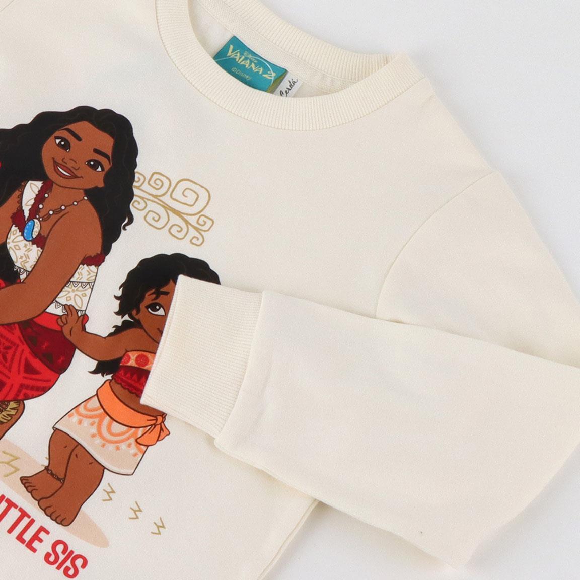 Sweat-shirt enfant Moana en coton doux avec intérieur brossé, beige 3/3