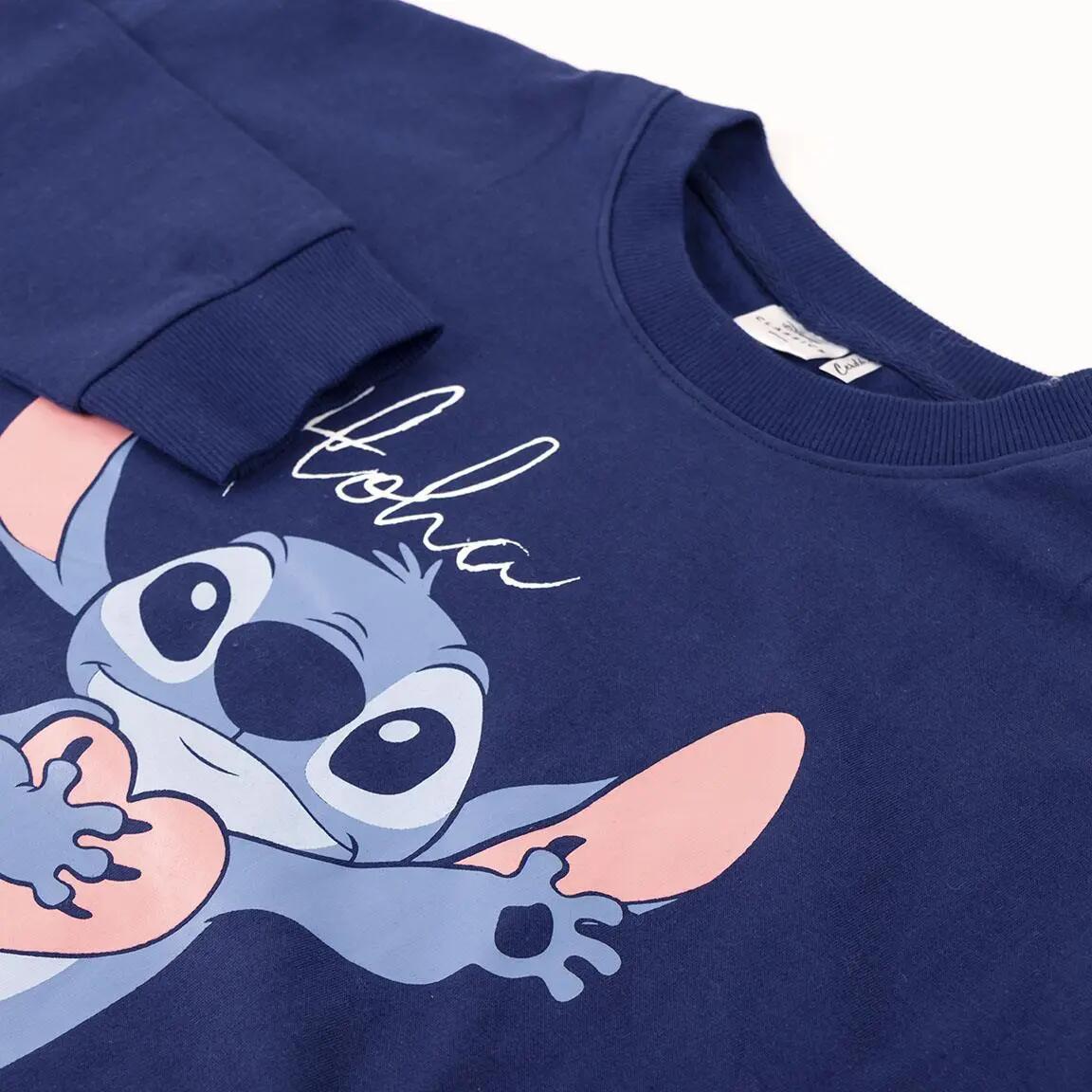 Felpa Stitch per bambini in morbido cotone con fodera in pile, blu navy 3/3