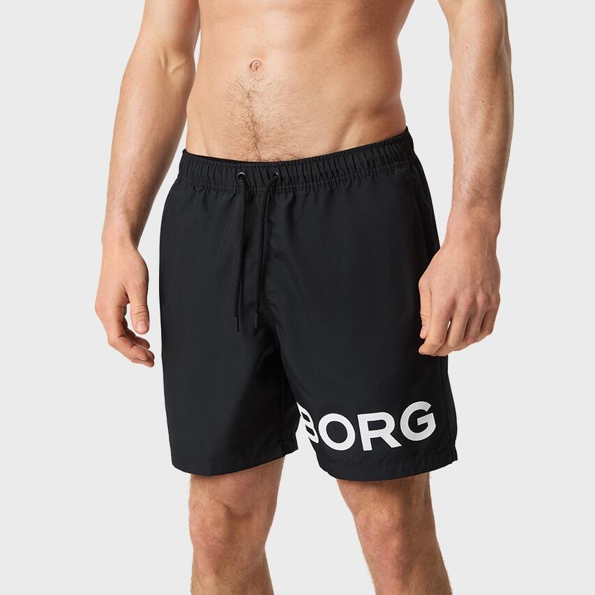 Heren Zwemshort Borg Logo Zwart 6/7