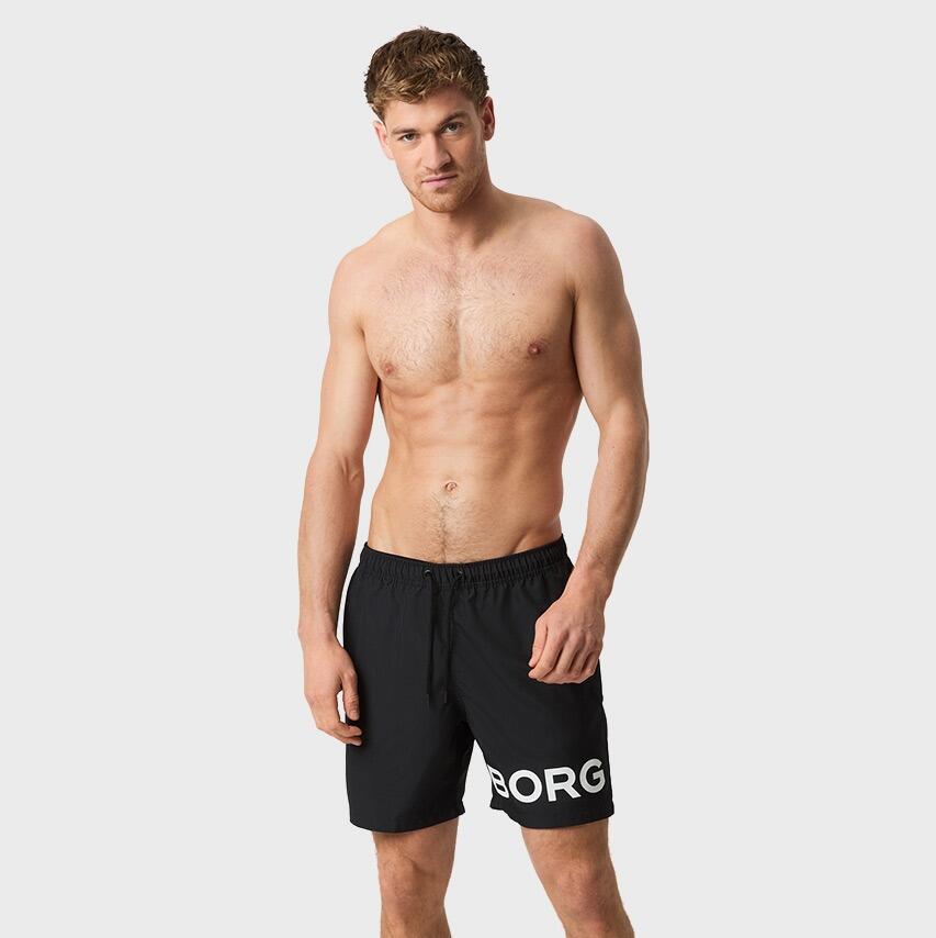 Heren Zwemshort Borg Logo Zwart 5/7