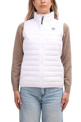 Gilet sans manches - sportswear - Femme - Col montant, zip, logo - Blanc