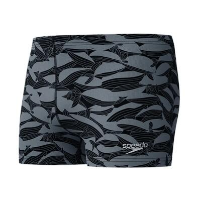 Heren beachstar square leg aquashort zwart & grijs multi