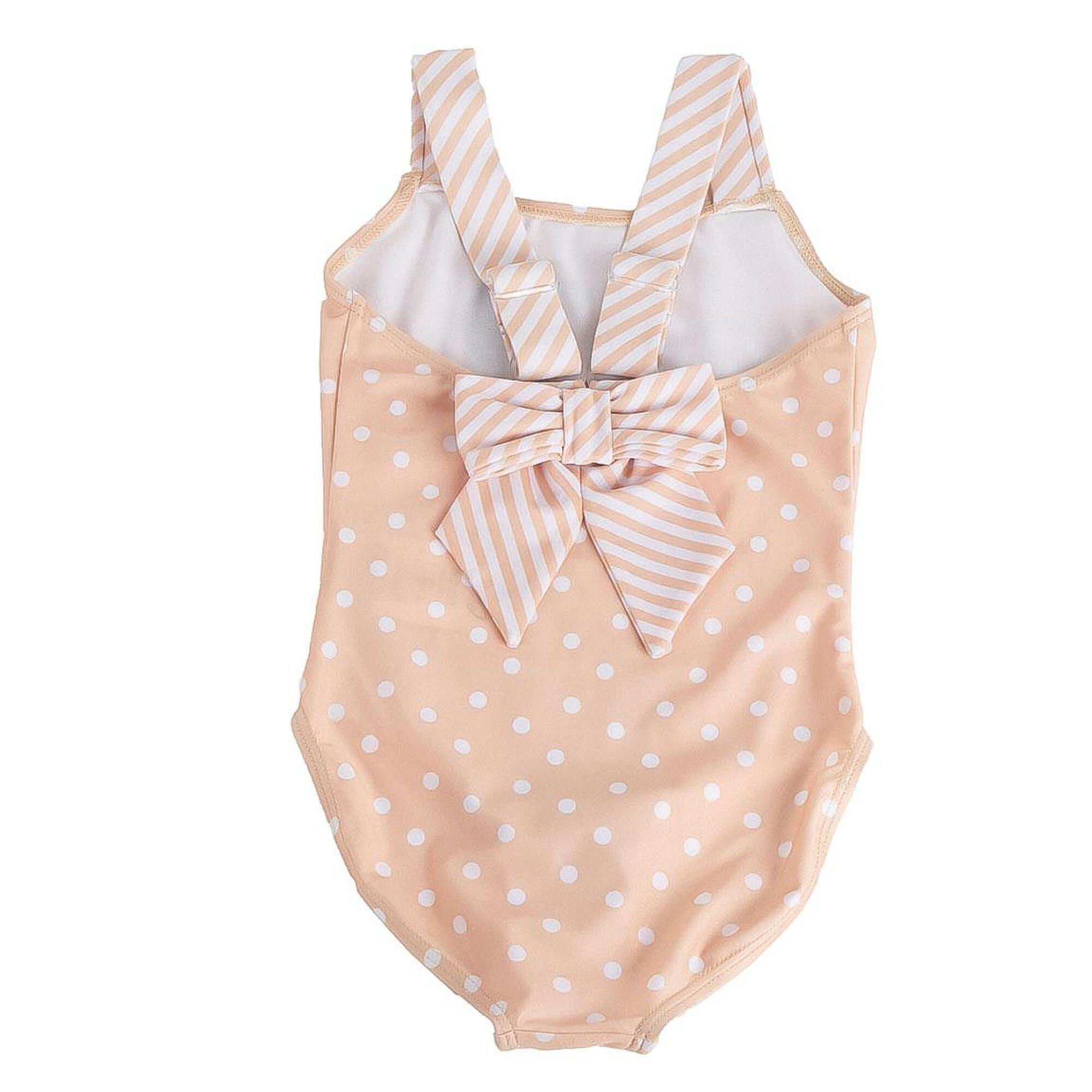 Fato de banho Infantil Minnie Coral com Lunares e Lazo Trasero, Tirantes Rayas 2/2