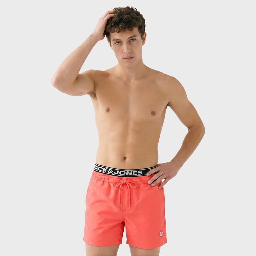 Heren Double Waistband Zwemshort Surf Koraal Oranje 2/6