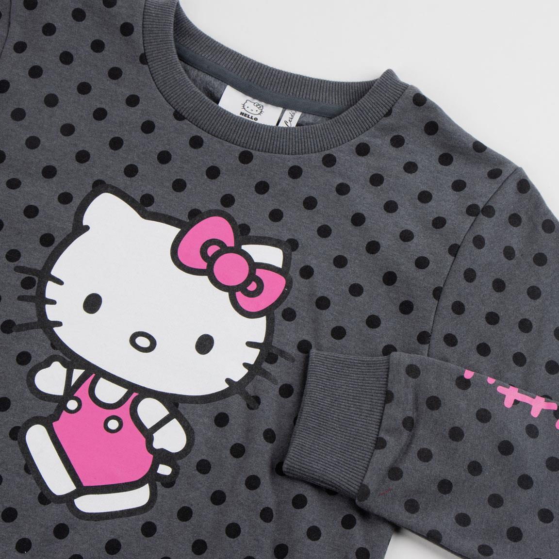 Felpa per bambini Hello Kitty in morbido cotone con stampa grigio scuro 3/3