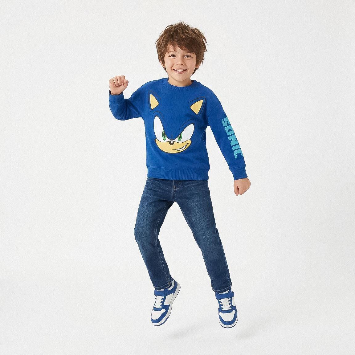 Sudadera Infantil Sonic de Felpa French Terry de Algodón Azul 6/7