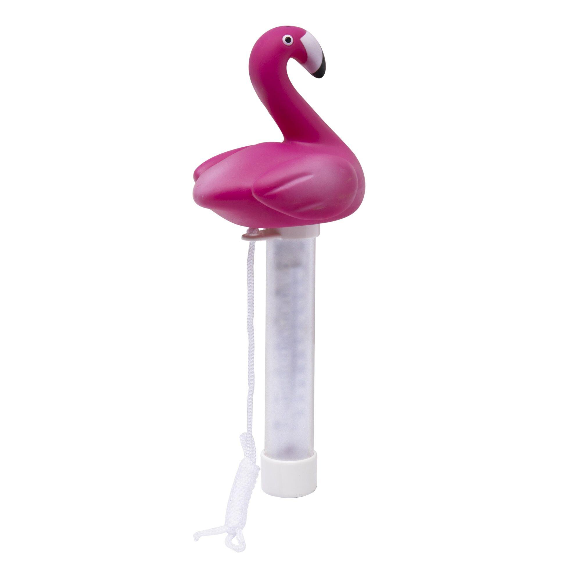 Thermomètre piscine flamant rose flottant, cordon inclus 3/4