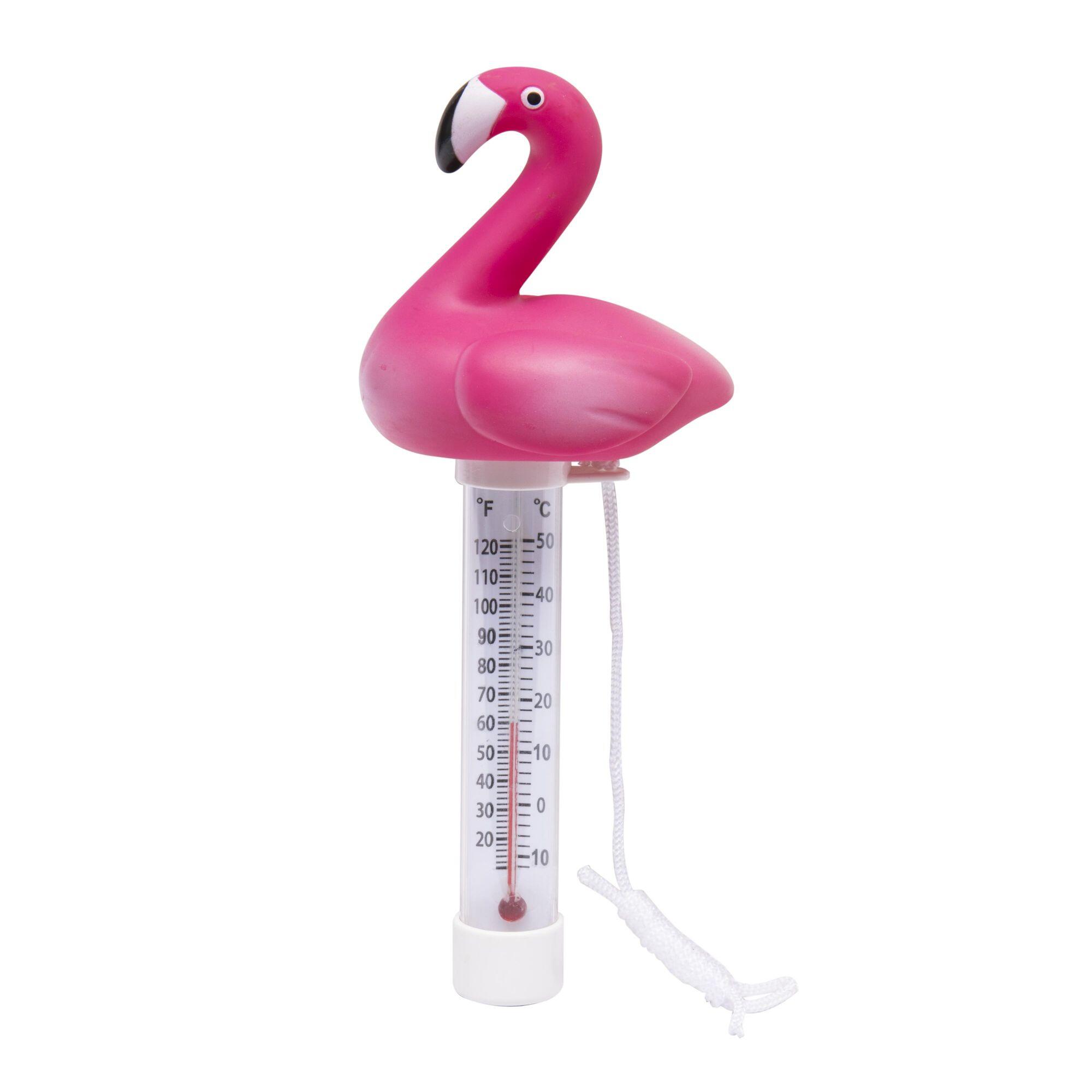 Thermomètre piscine flamant rose flottant, cordon inclus 2/4
