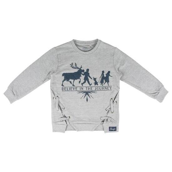 Sweat-shirt enfant La Reine des Neiges 2 en coton doux et polaire gris chiné