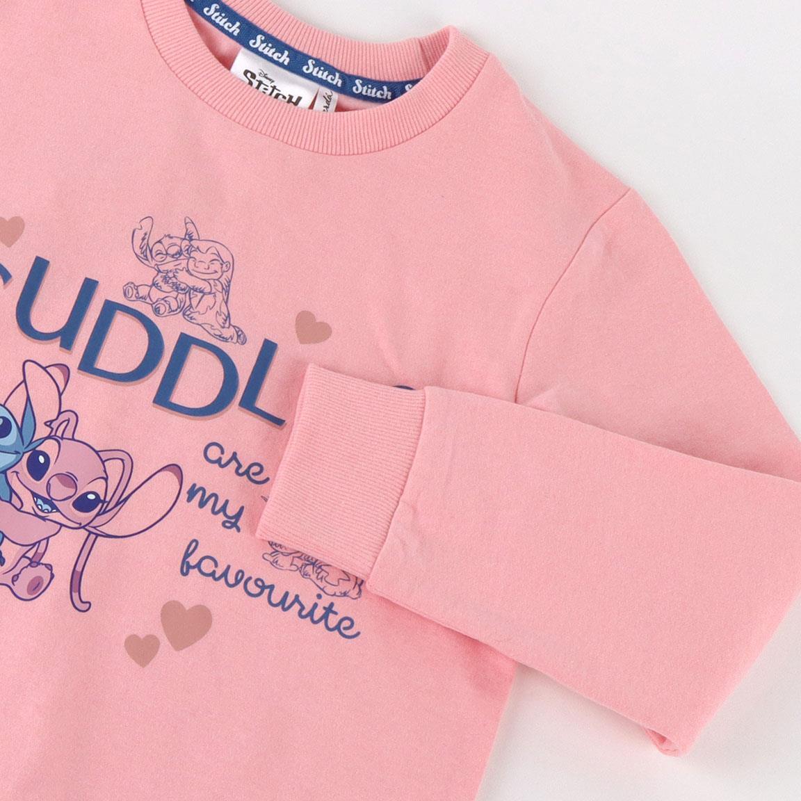 Sweat-shirt Stitch pour enfants, en coton doux et pelucheux brossé, rose 3/3